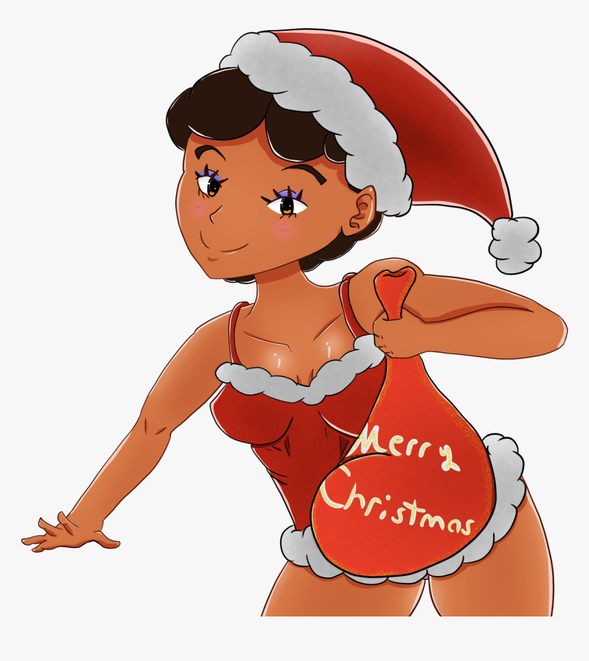 Cute Santa Girl - Cartoon, HD Png Download