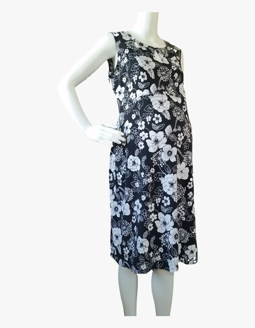 Liz Lange Maternity Black & White Floral Print Shift - Day Dress, HD Png Download