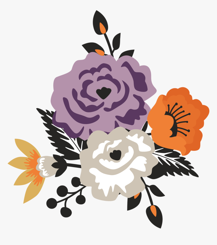 Halloween Flower Bunch Print & Cut File - Halloween Flowers Png, Transparent Png