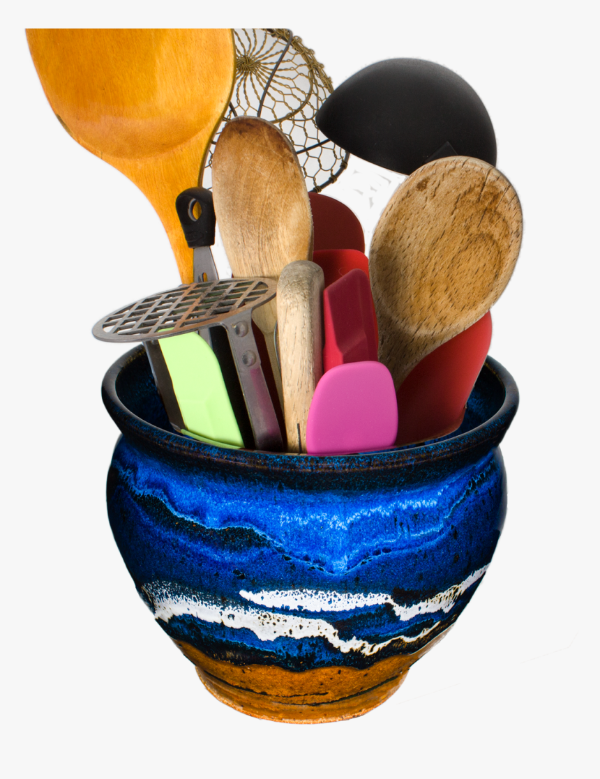 Blue & Brown Handmade Pottery Spoon Holder - Makeup Brushes, HD Png Download