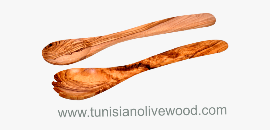Tunisian Handcrafted Olive Wood Salad Servers Set - Spoon, HD Png Download