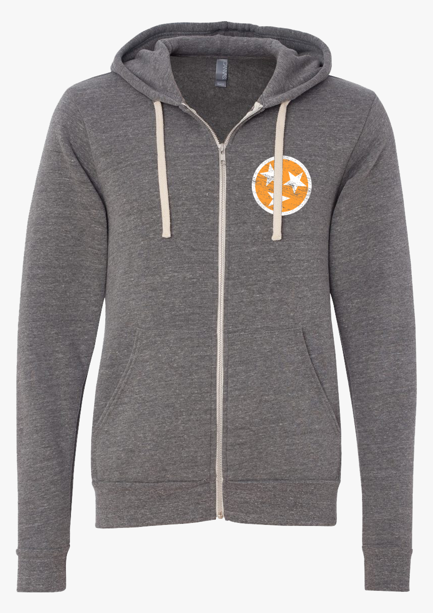 Orange Tri Star On Gray Zip Up Hoodie Zip Up Hoodie - Bella Canvas Sponge Fleece Hoodie, HD Png Download