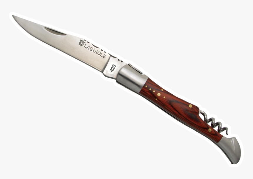 Laguiole Knife, 12 Cm, Brown Stamina, With Corkscrew - Wood Pocket Knife, HD Png Download