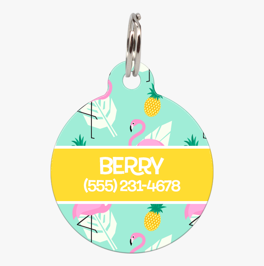 Yellow Flamingos Personalized Dog Id Tag For Pets 
 - Illustration, HD Png Download