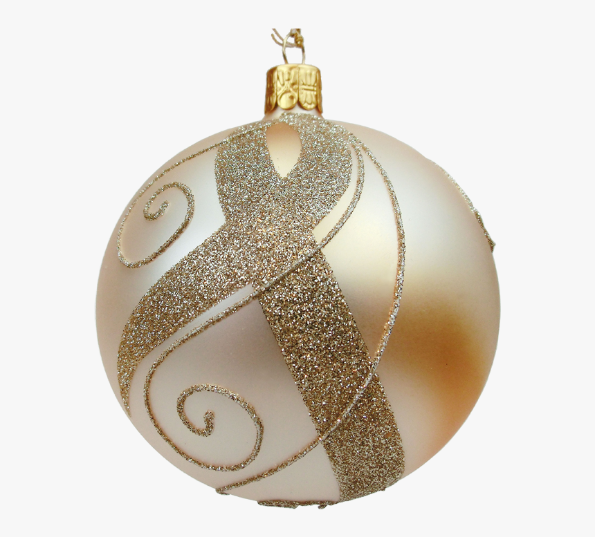 Glass Bauble Gold With Golden Decor, 10 Cm - Png Boule Noel Dorée, Transparent Png