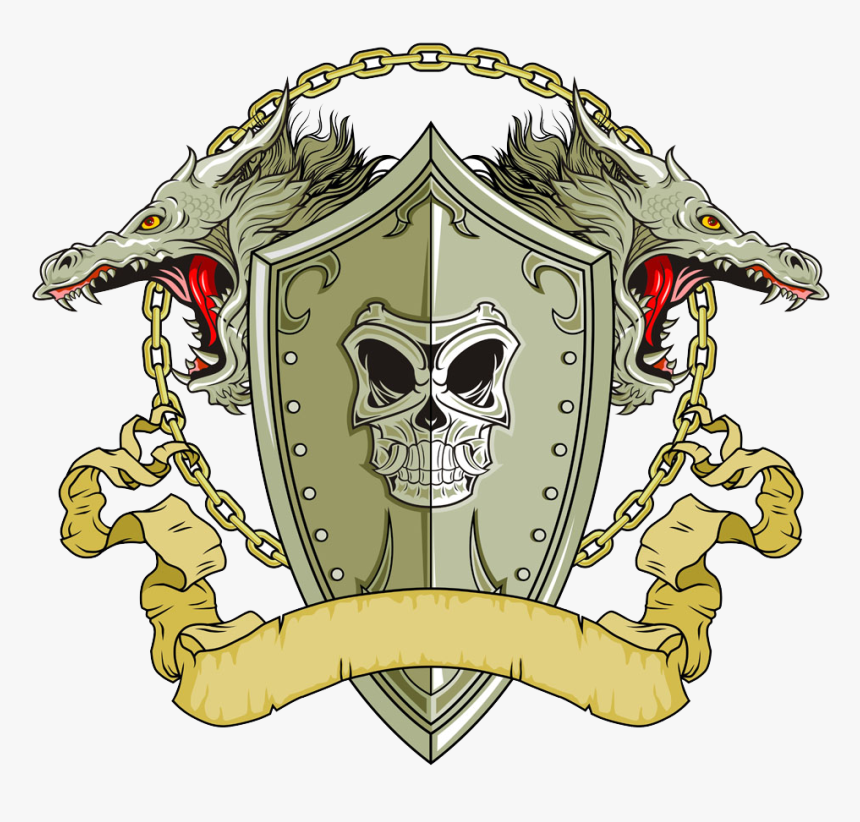 Vector Skull Shield Illustration Dragon Free Photo - Transparent Dragon Shield Logo, HD Png Download