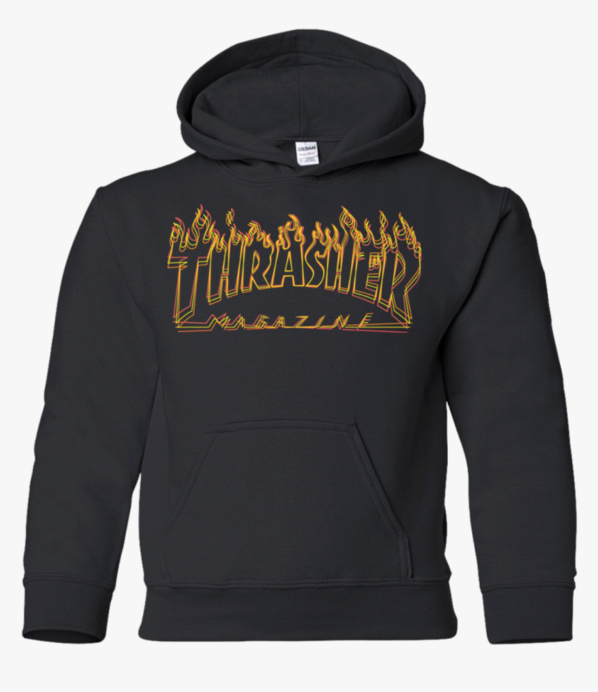 Thrasher Flame Logo G185b Gildan Youth Pullover Hoodie - Softball Spirit Wear Shirts, HD Png Download