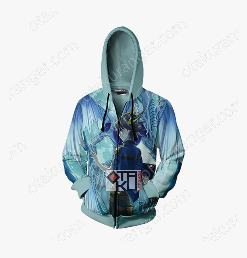 Yu Gi Oh Yusei Fudo And Stardust Dragon 3d Zip Up Hoodie - Hoodie, HD Png Download