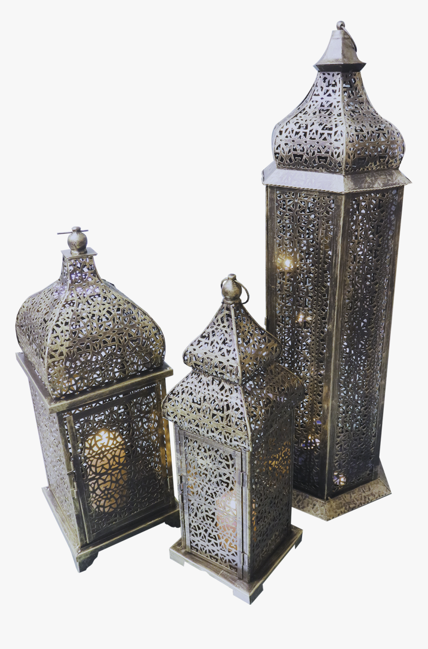 Brass Arabic Lamps Lit 3 3 - Large Brass Arabic Lamp, HD Png Download