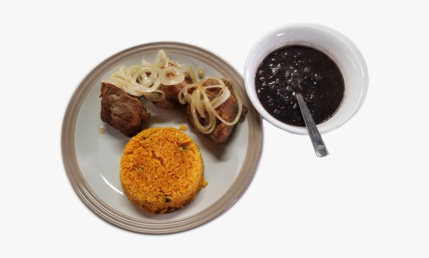 Fried Pork Chunks With Yellow Rice And Black Beans - Falafel, HD Png Download