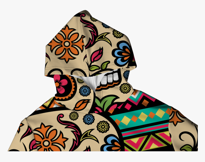 Skull Flower Lightweight Sun Hoodie - Motif, HD Png Download