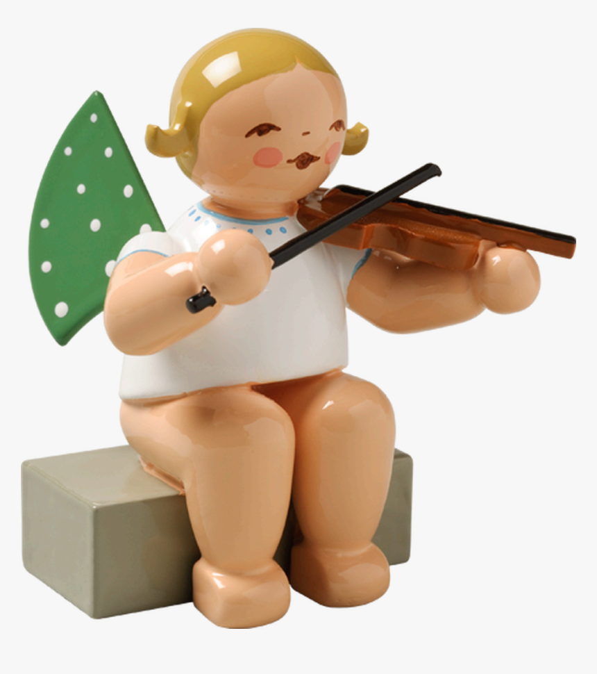 Angel Sitting With Violin - German Wooden Christmas Angels, HD Png Download