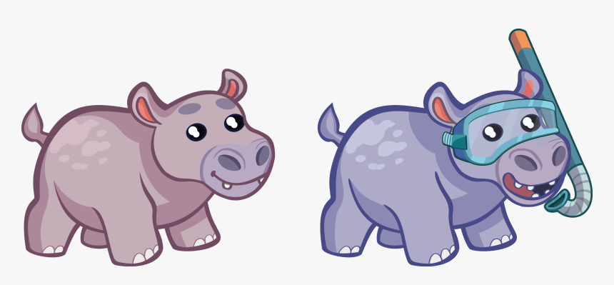 Hippopotamus Drawing - Hình Vẻ Con Hà Mã, HD Png Download
