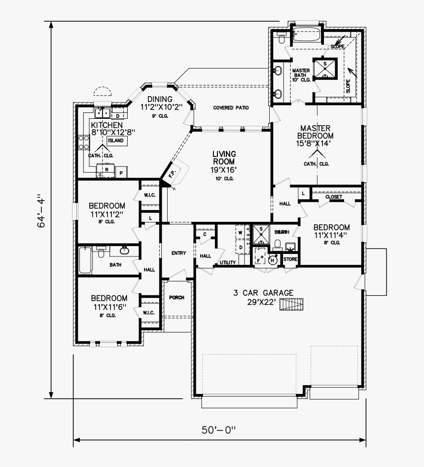 5916 - 3 Bedroom 2 Bath Floor, HD Png Download