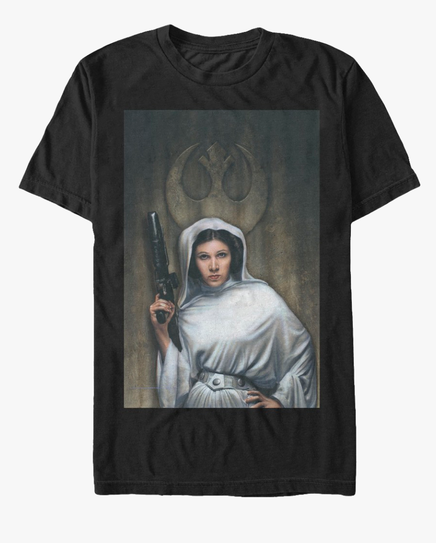 Princess Leia Painting Star Wars T-shirt - Princess Leia With Blaster, HD Png Download