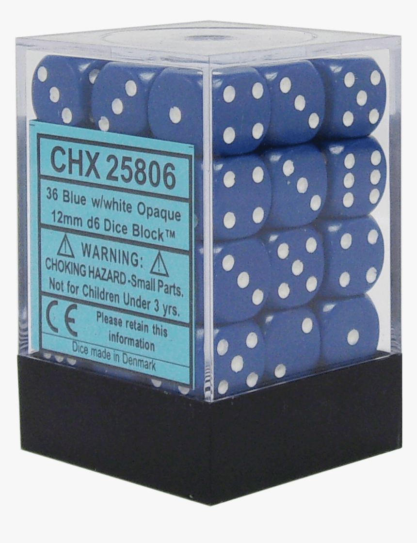 Opaque Blue With White 12mm D6 - Chx 25805, HD Png Download