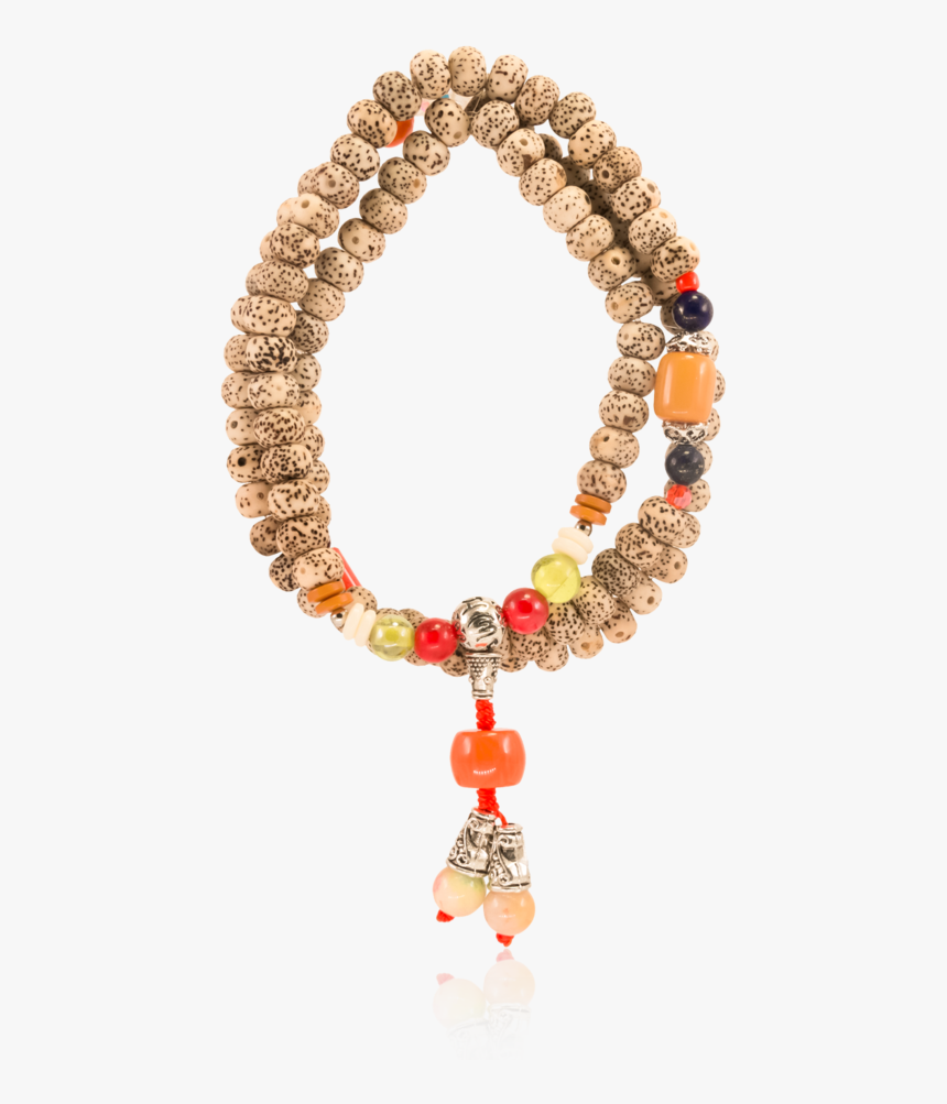 I S White Lotus Buddha Seed Long Bracelets With Rose - Necklace, HD Png Download