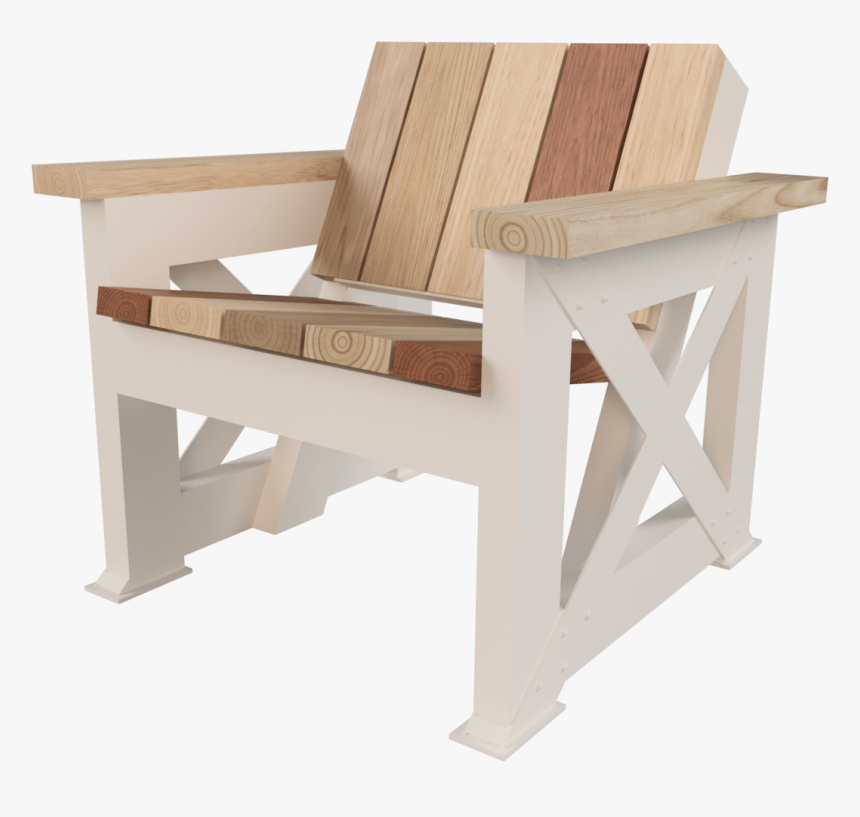 X Base Patio Chair W/ Reclaimed Hardwood - Chair, HD Png Download