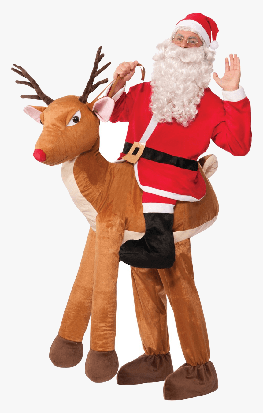 Santa Riding Reindeer Costume , Png Download - Christmas Costumes Men, Transparent Png