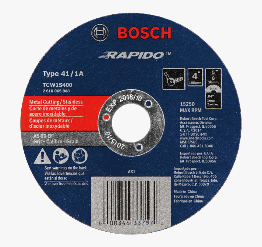 Tcw1s400 Disco Abrasivo Para Corte Rápido En Metal/acero - Bosch Tcw1s400, HD Png Download