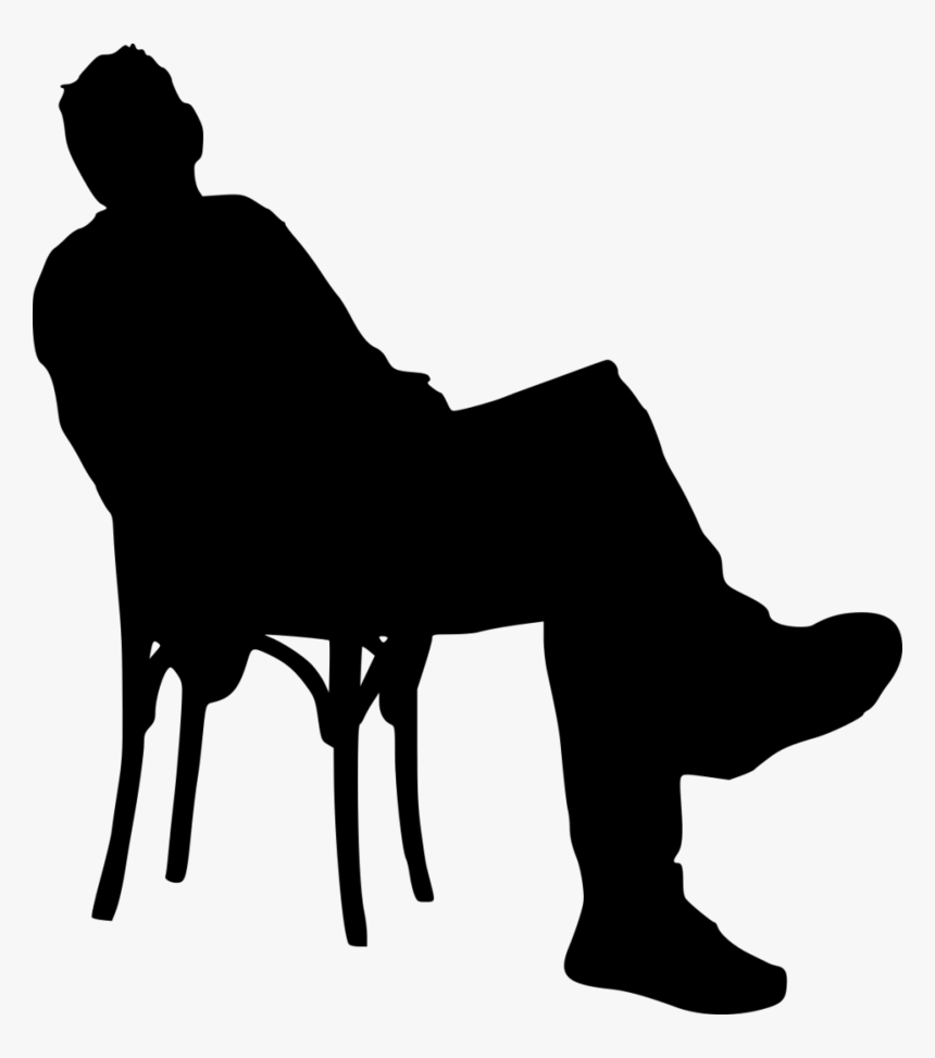 Sitting In Chair Silhouette - Silhouette, HD Png Download
