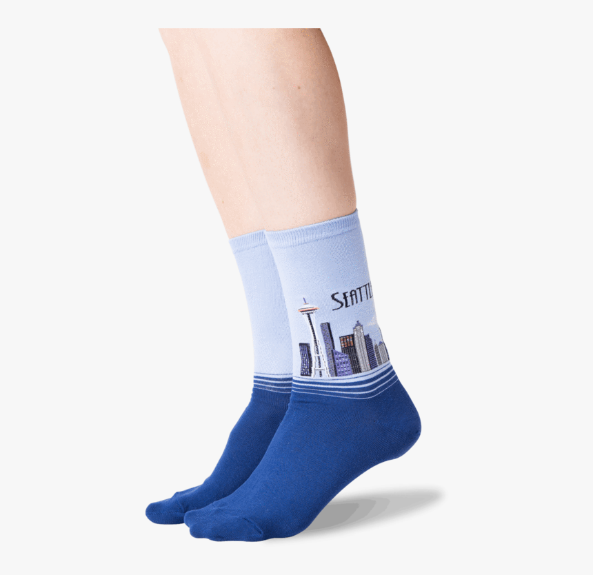 Womens Seattle Crew Socks In Coastal Blue Front 
 Class - Heel, HD Png Download