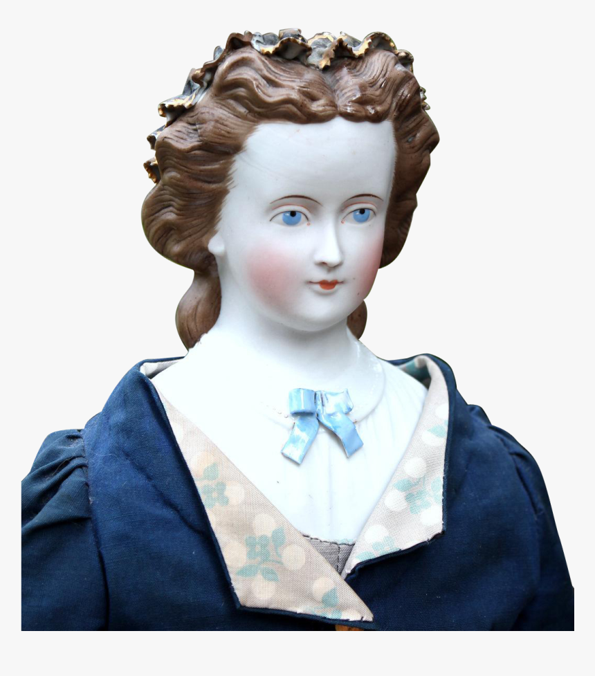 Rare Cafe Au Lait Parian With Molded Ribbon Crown And - Antique Parian Doll Faces Transparent, HD Png Download