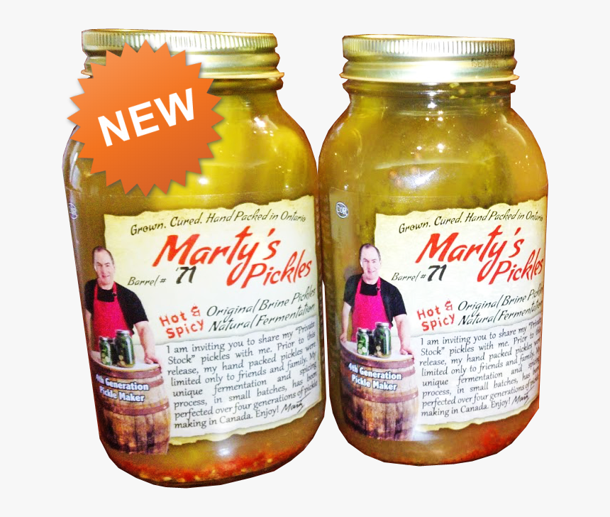 Martys Pickles Hot And Spicy Dill Pickles - Glass Bottle, HD Png Download