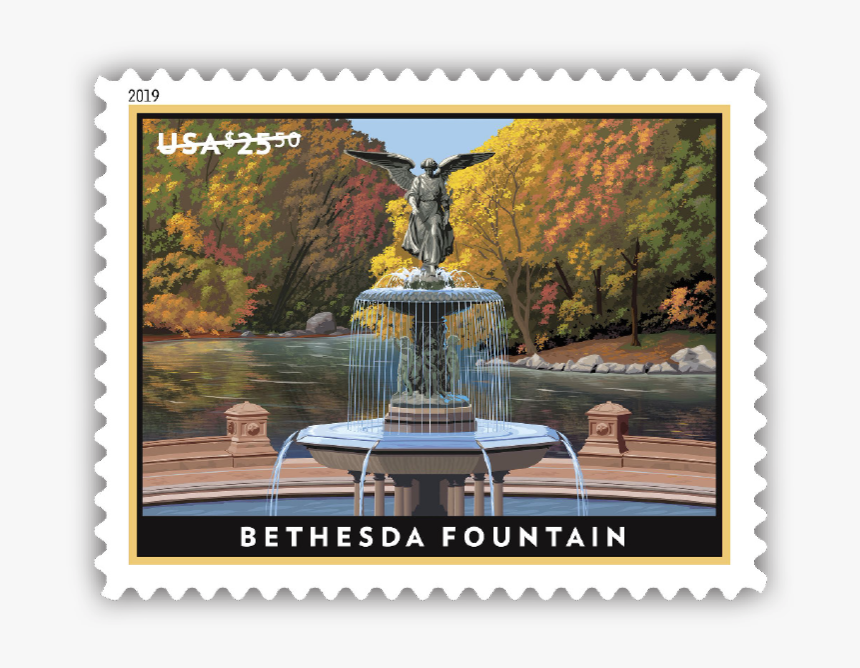 50 Bethesda Fountain - Uspo Bethesda Fountain Stamp, HD Png Download