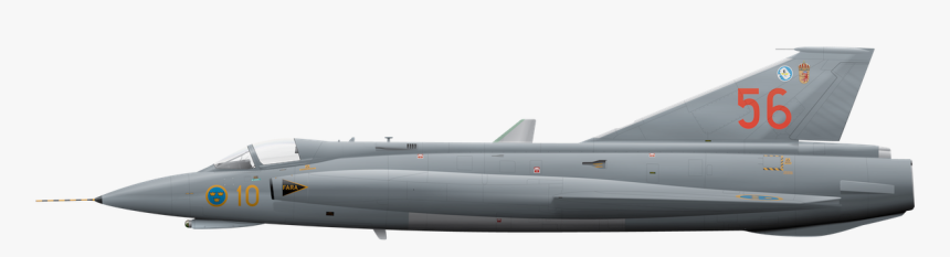 Saab J35j Draken - Jet Plane Side On View, HD Png Download