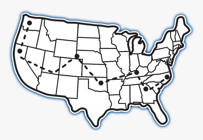 Map Of Tour - Usa Map Outline, HD Png Download
