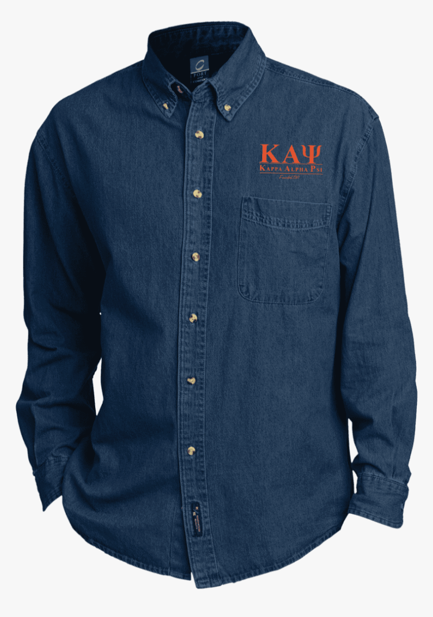 Kappa Alpha Psi Long Sleeve Denim Shirt - Long-sleeved T-shirt, HD Png Download