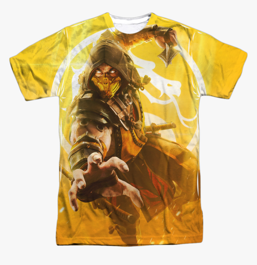 Big Print Scorpion Mortal Kombat T-shirt, HD Png Download