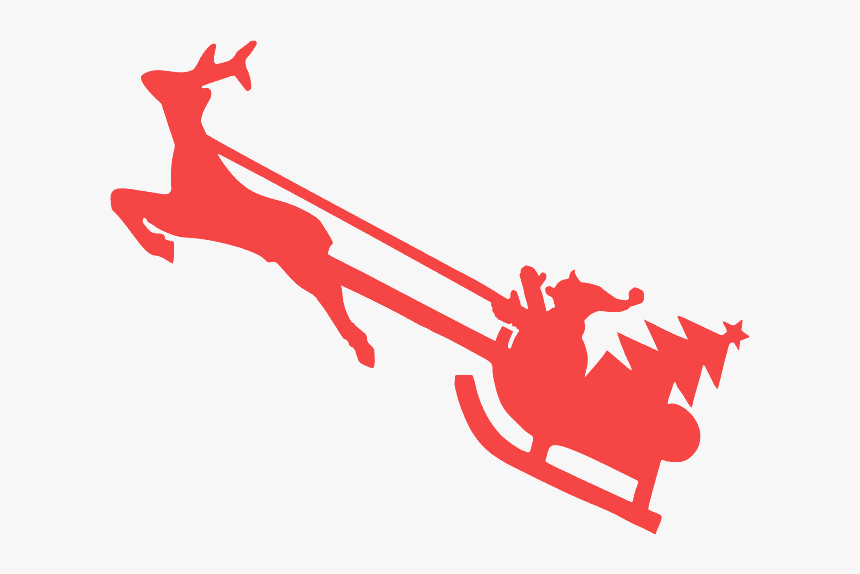 Simple Santa Sleigh Reindeer Silhouette, HD Png Download
