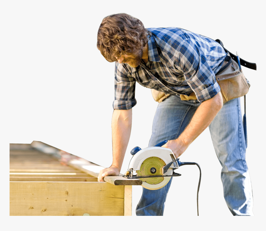 Man Cutting Wooden Deck - Carpenter, HD Png Download