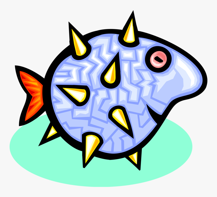 Vector Illustration Of Marine Aquatic Puffer Fish Swimming, HD Png Download