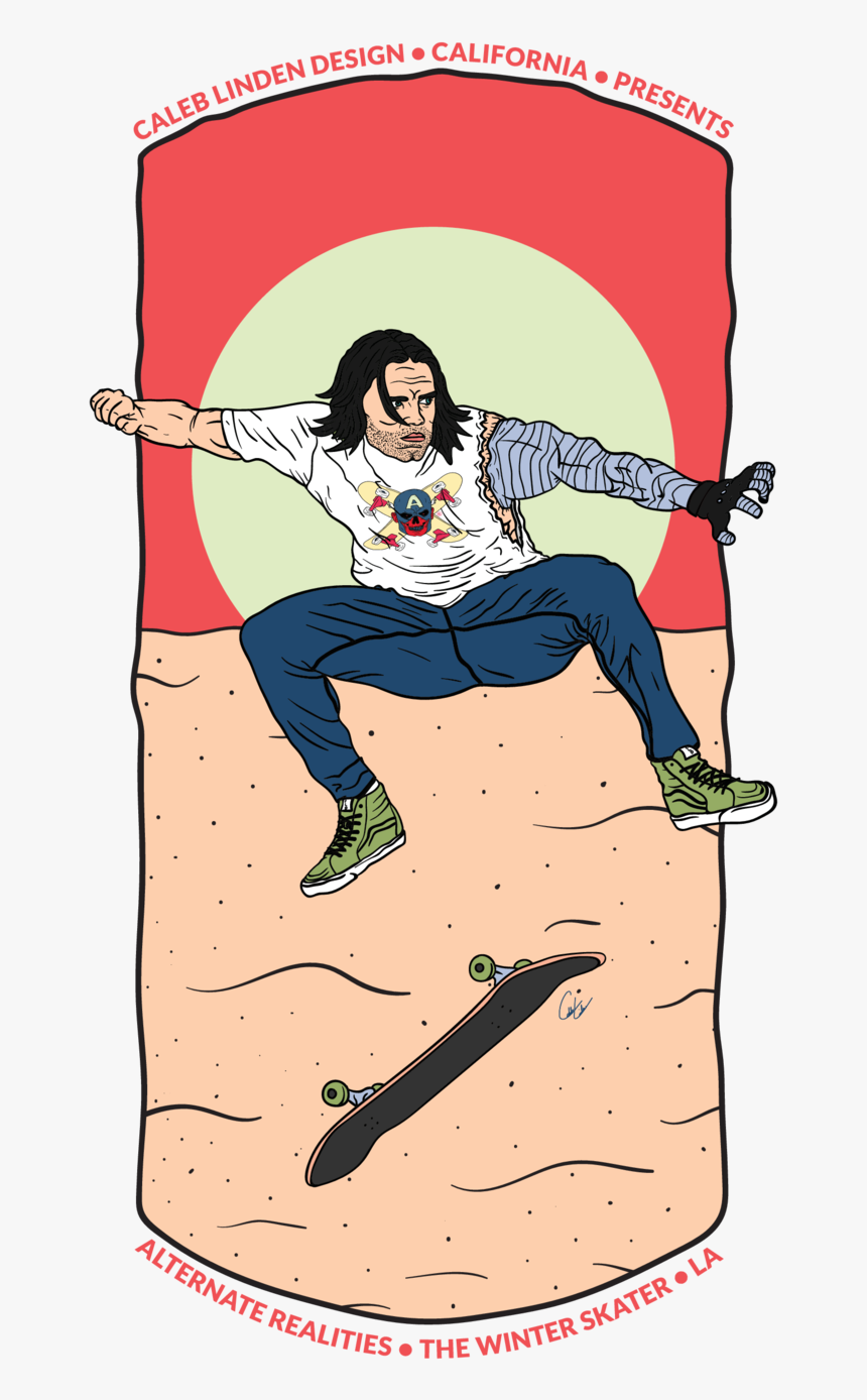Winter Soldier Beach Skater Marvel Hoodie Back - Illustration, HD Png Download