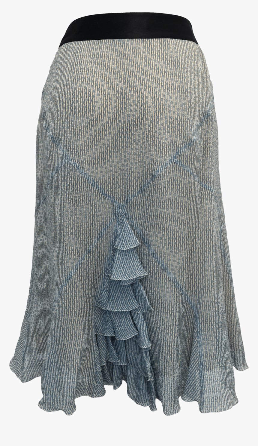 Silk Blue And White Striped And Polka Dot Midi Skirt - Overskirt, HD Png Download