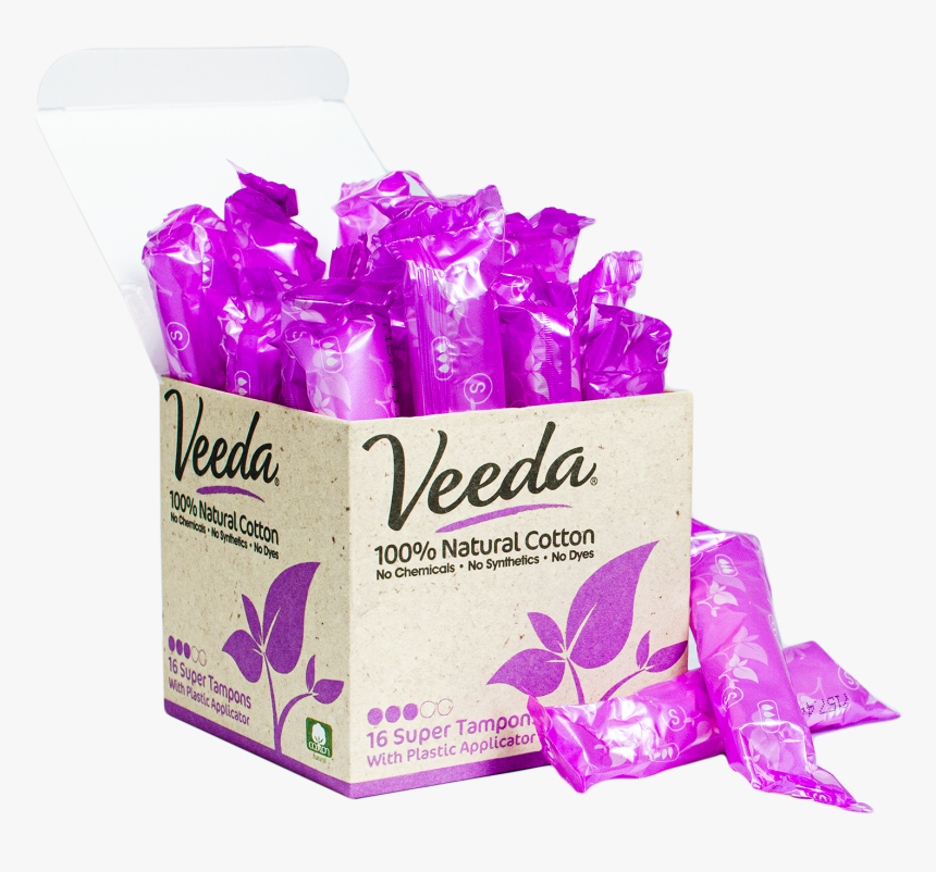 Veeda Natural Super Plastic Applicator Tampons Open - Tampon, HD Png Download