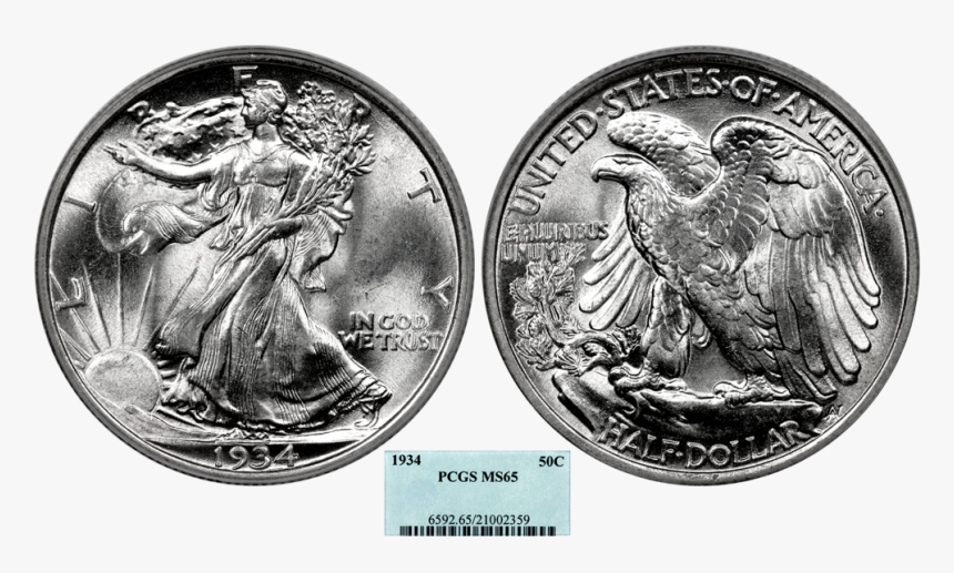 1934 50c Pcgs65 - Quarter, HD Png Download