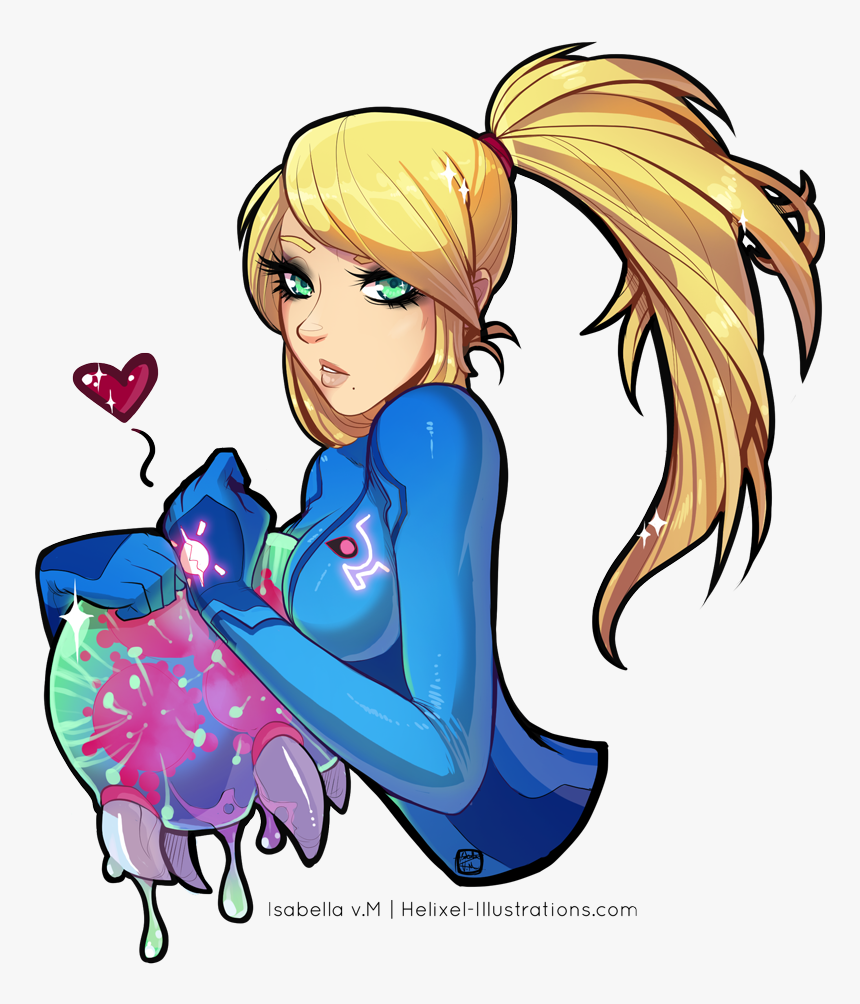 Samus And Metroid , Png Download - Zero Suit Samus And Baby Metroid, Transparent Png