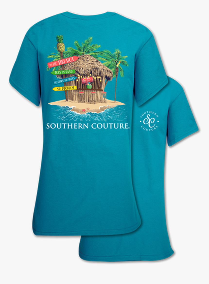 Southern Couture Tiki Hut Tropical Blue - T-shirt, HD Png Download