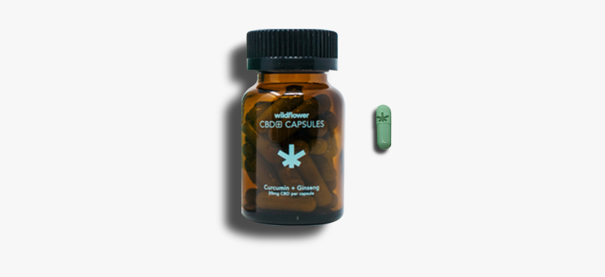 Flowertown Wildflower Cbd Capsules Curcumin Ginseng - Capsule, HD Png Download