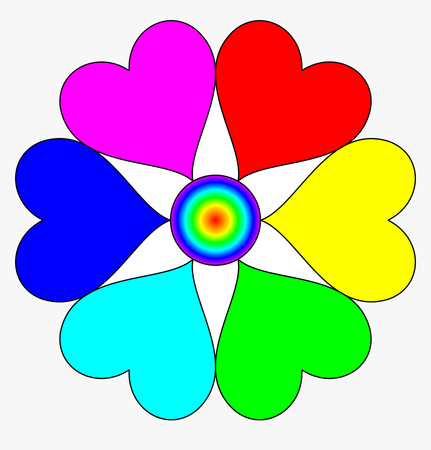 Heart And Flower Clipart Graphic Free Stock Clipart - Heart In Different Colours, HD Png Download