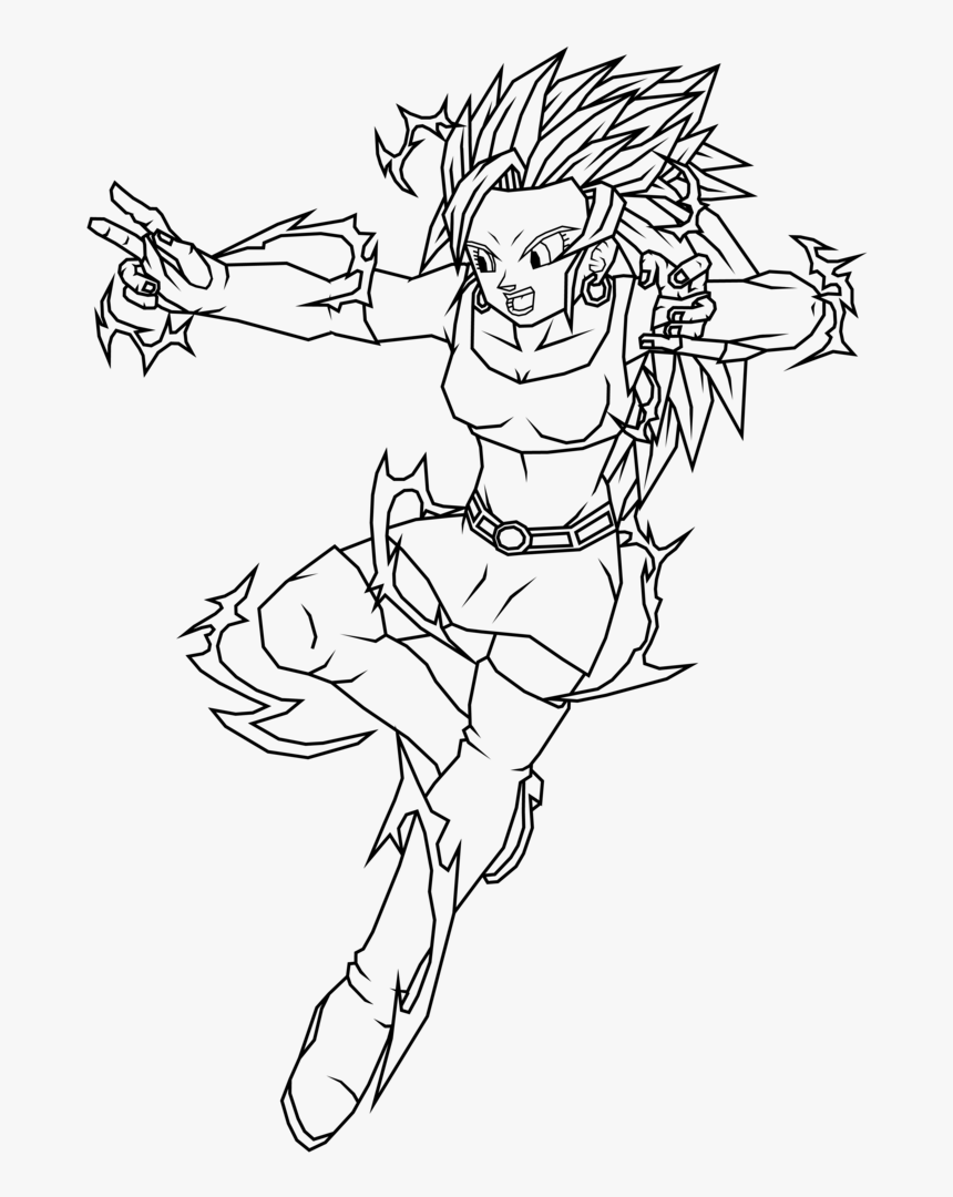 Line Art Super Saiyan Bulla Drawing Bra - Bulla Dbz Lineart, HD Png Download