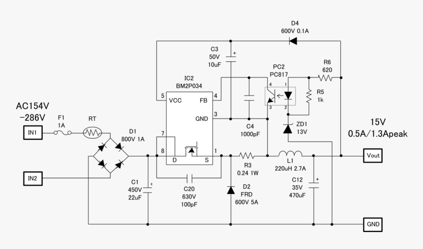 Acdc Circiut Diagram Image - Bm2p034, HD Png Download