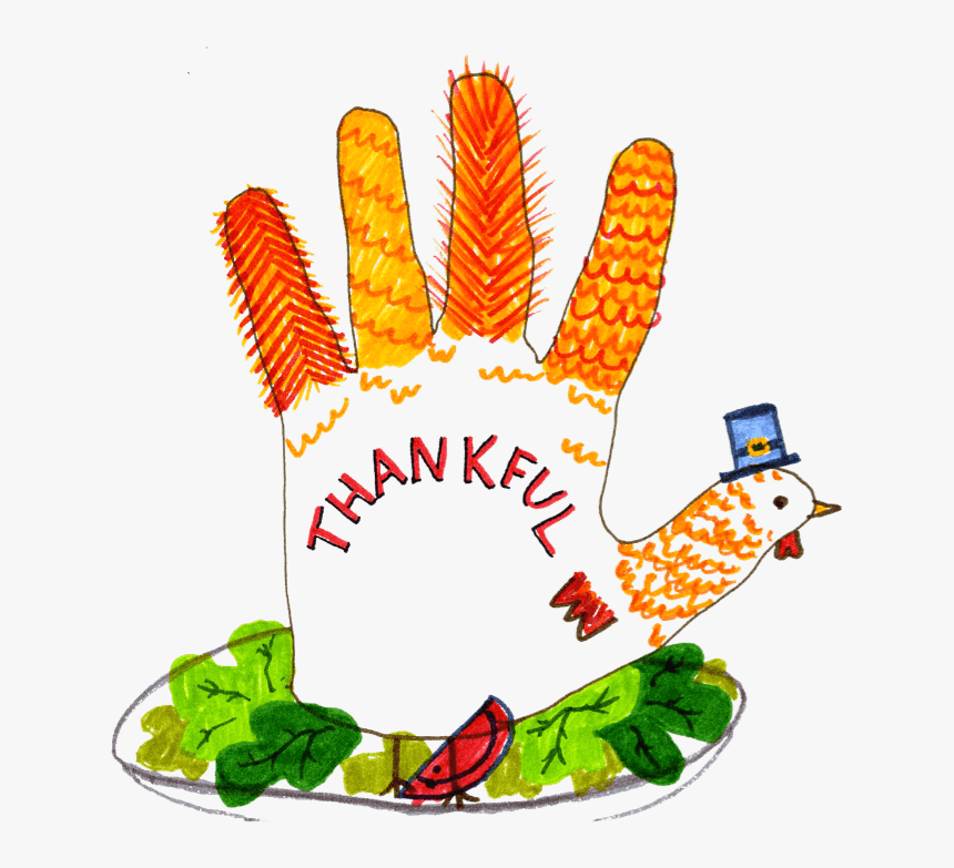 A Turkey On A Plate Wearing A Pilgrim Hat - Illustration, HD Png Download