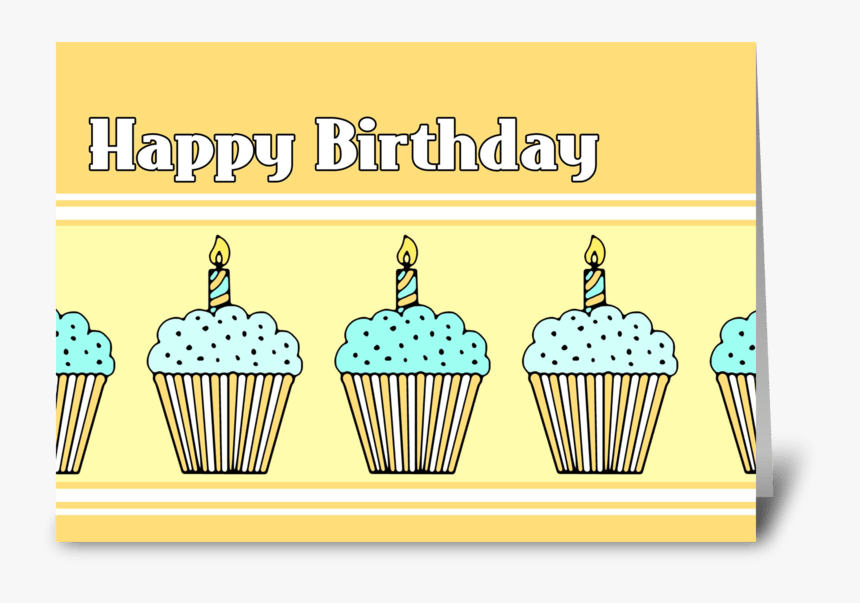 Happy Birthday Cupcakes Greeting Card - Cupcake, HD Png Download