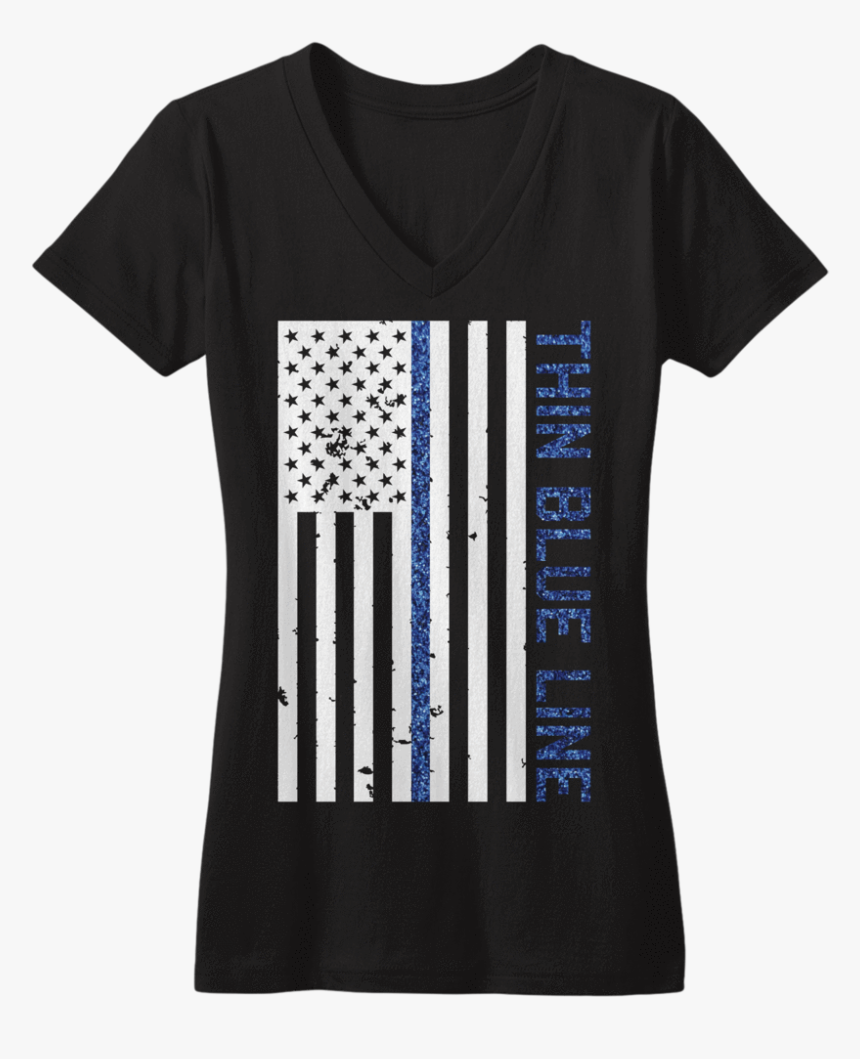 Thin Blue Line Sparkle V-neck - Active Shirt, HD Png Download