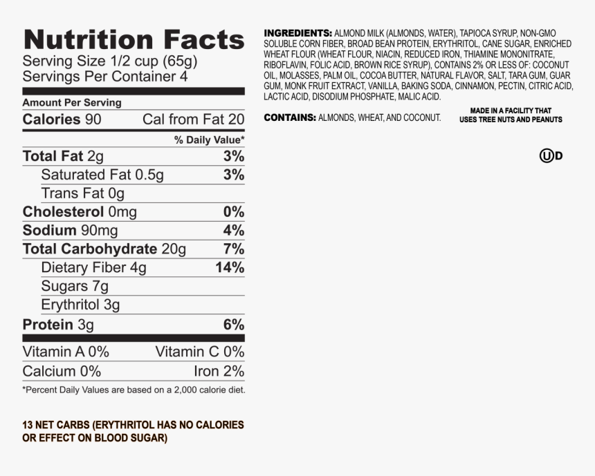 Enlightened, Ooey Gooey Cinnamon Bun Dairy-free - Tragacanth Gum Nutrition Facts, HD Png Download